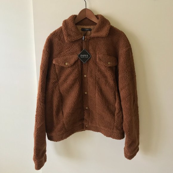 NWT Chocolate Fleece Teddy Jacket Sz XXL - Picture 2 of 7
